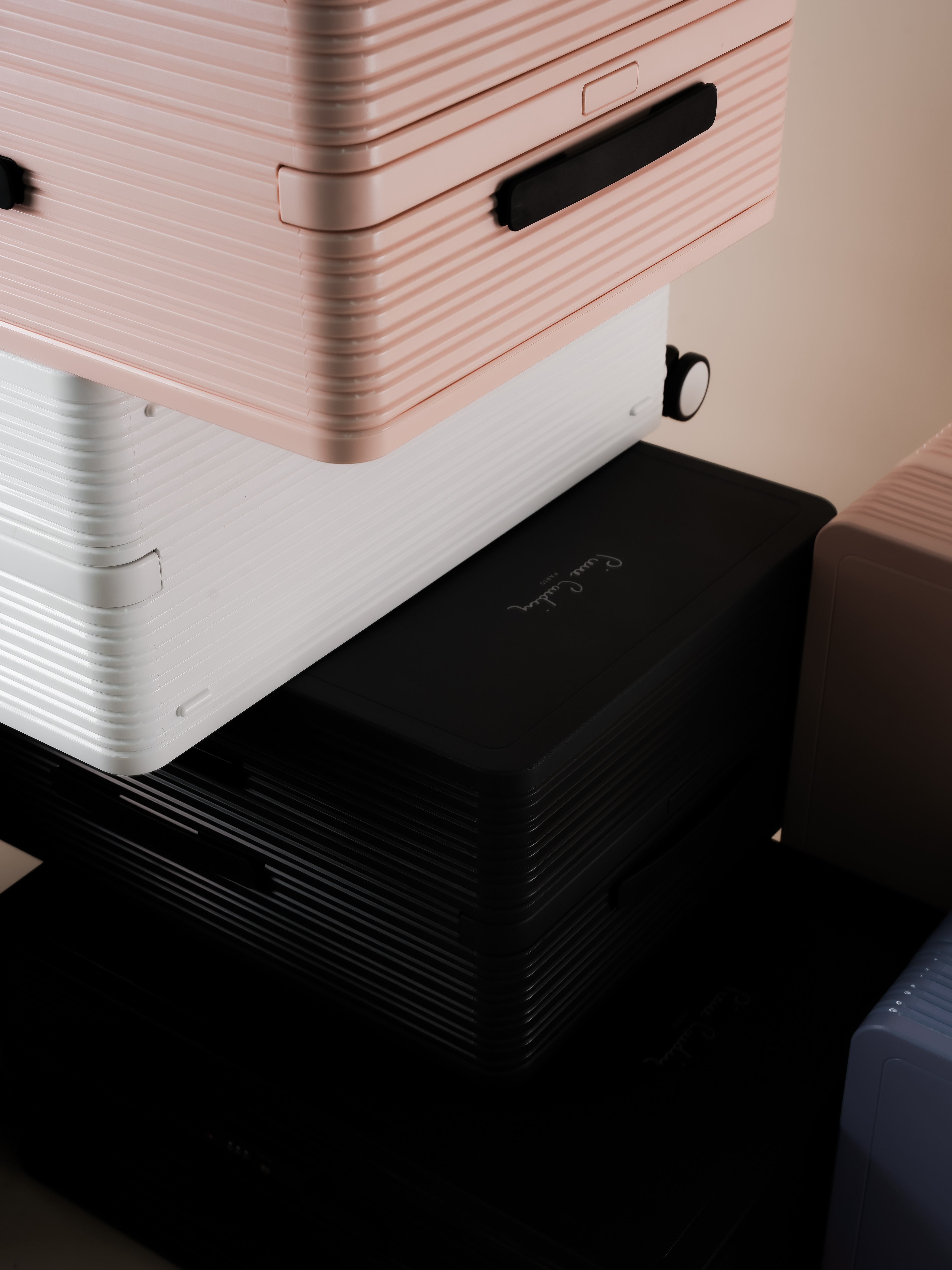 Close detail of Pierre Cardin Osaka luggage surfaces.