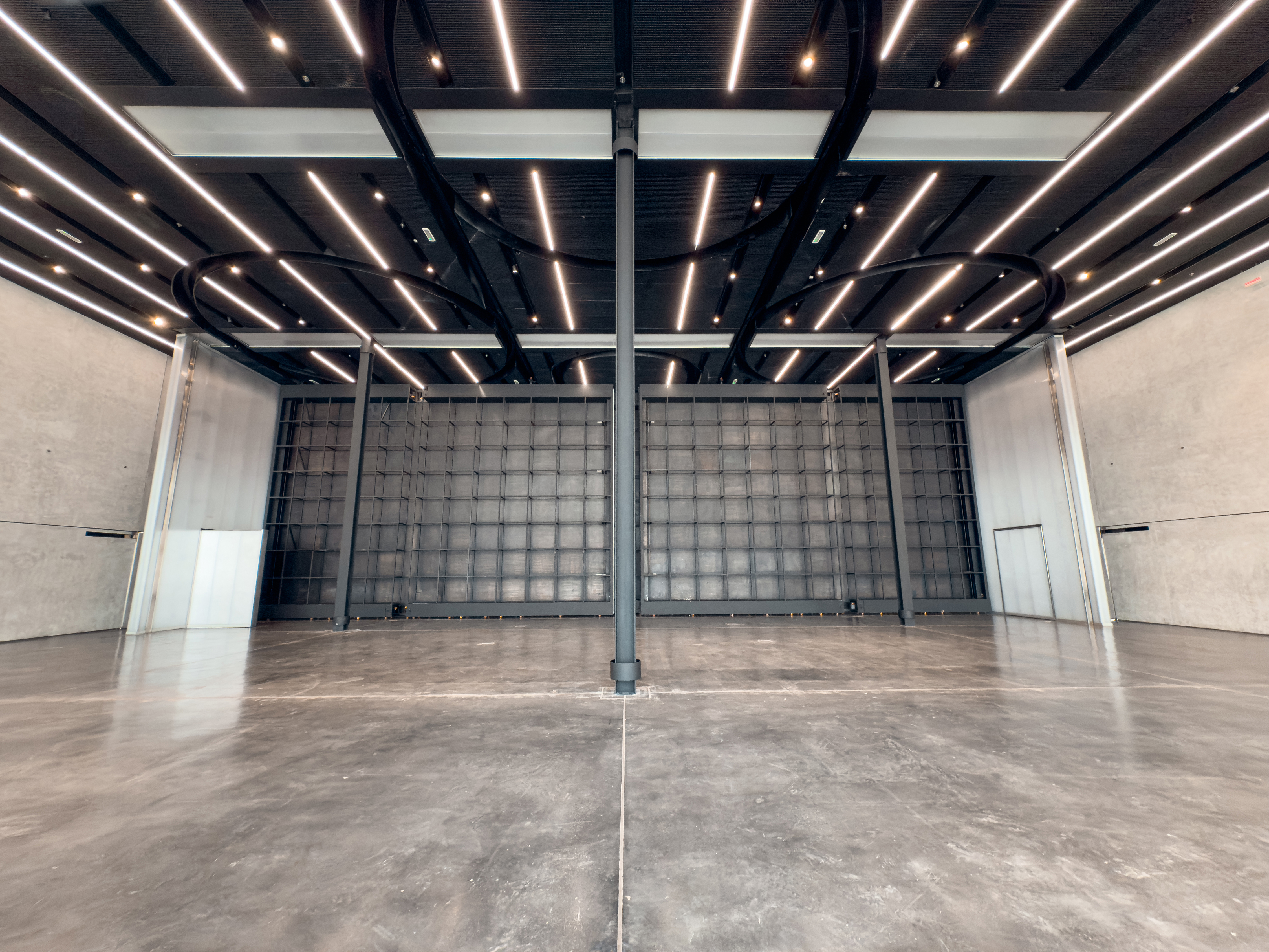 Wide industrial event hall at Alserkal Avenue