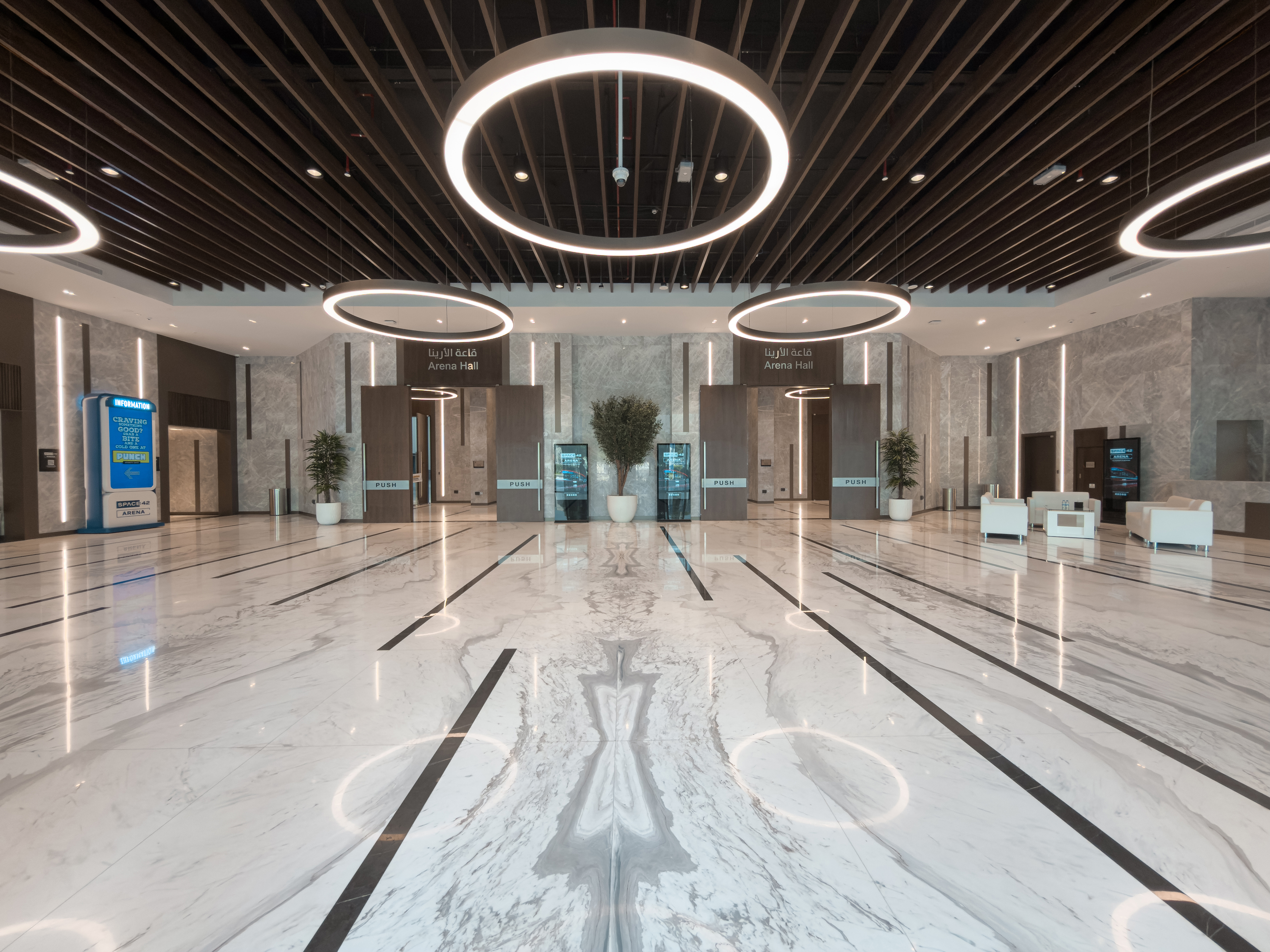 Ring-lit Space42 lobby