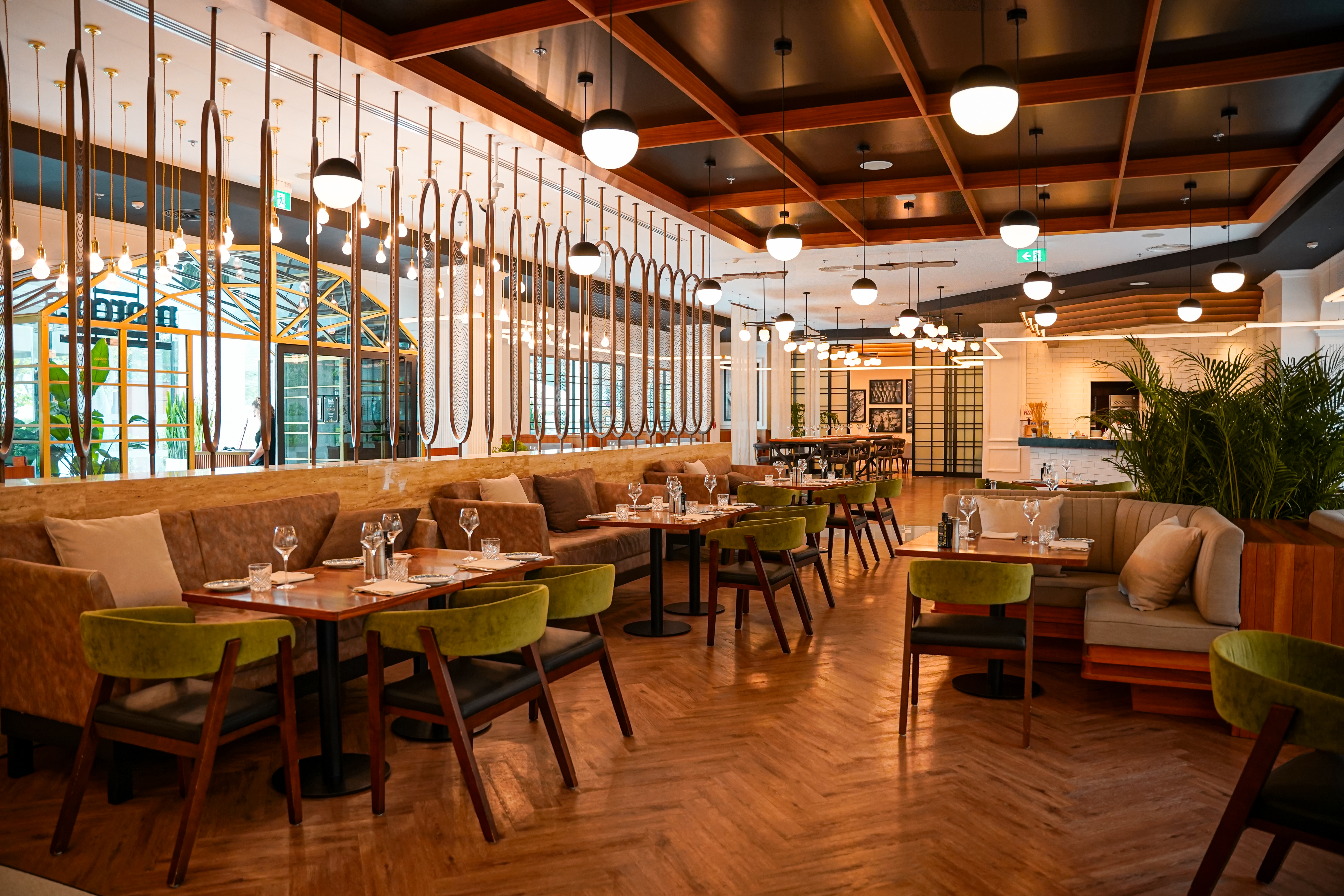 Restaurant seating at Fairmont Bab Al Bahr.