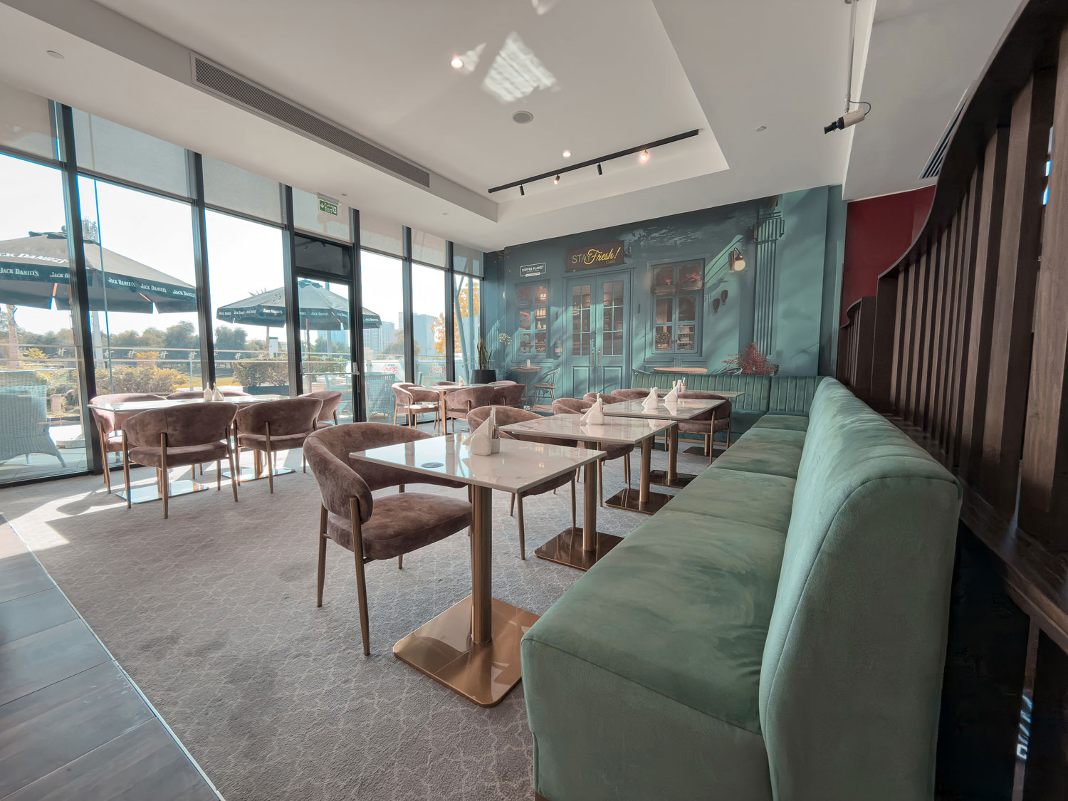 Cafe lounge seating at Holiday Inn Abu Dhabi.