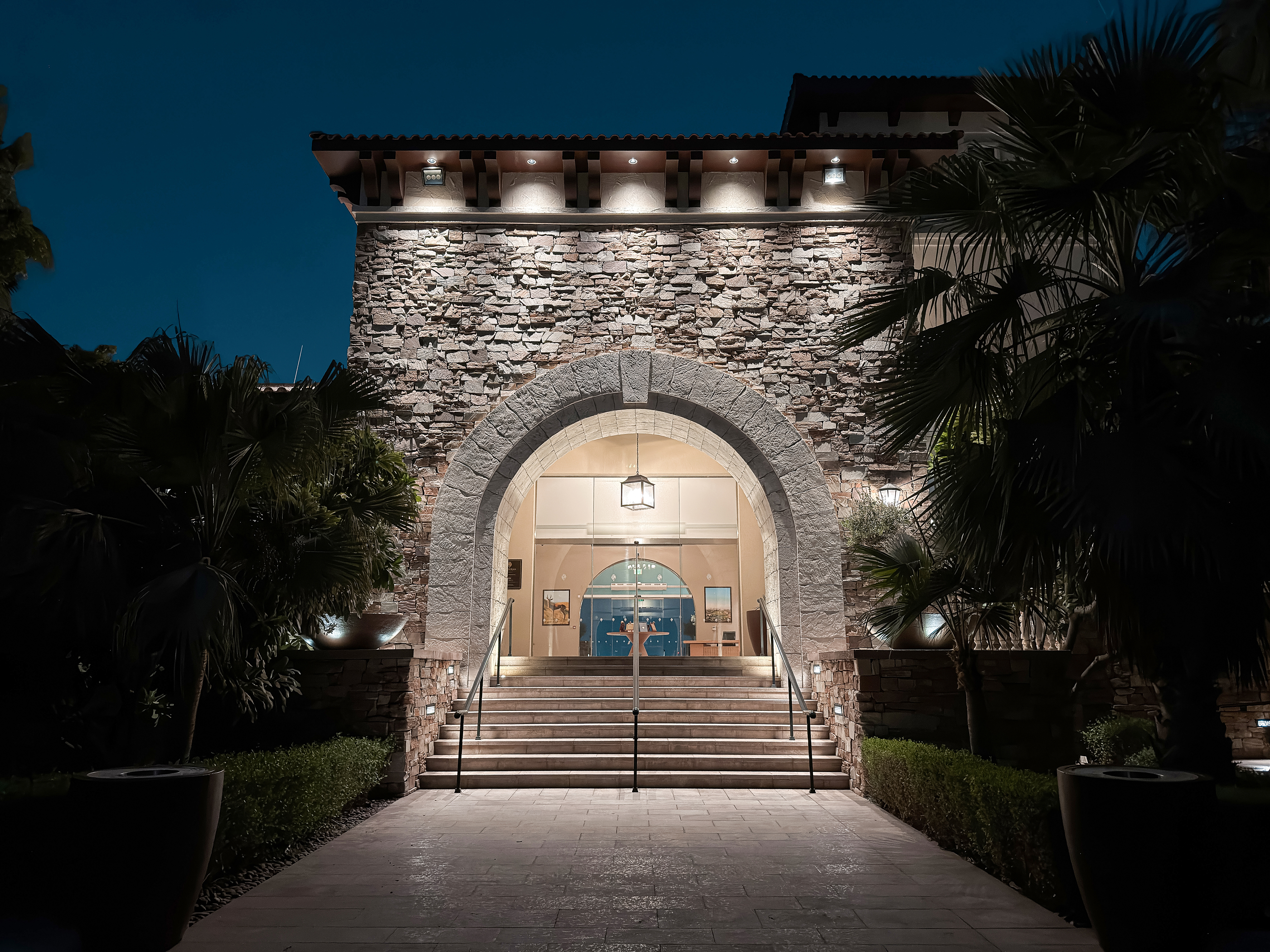 Night entrance of Saadiyat Beach Golf Club.