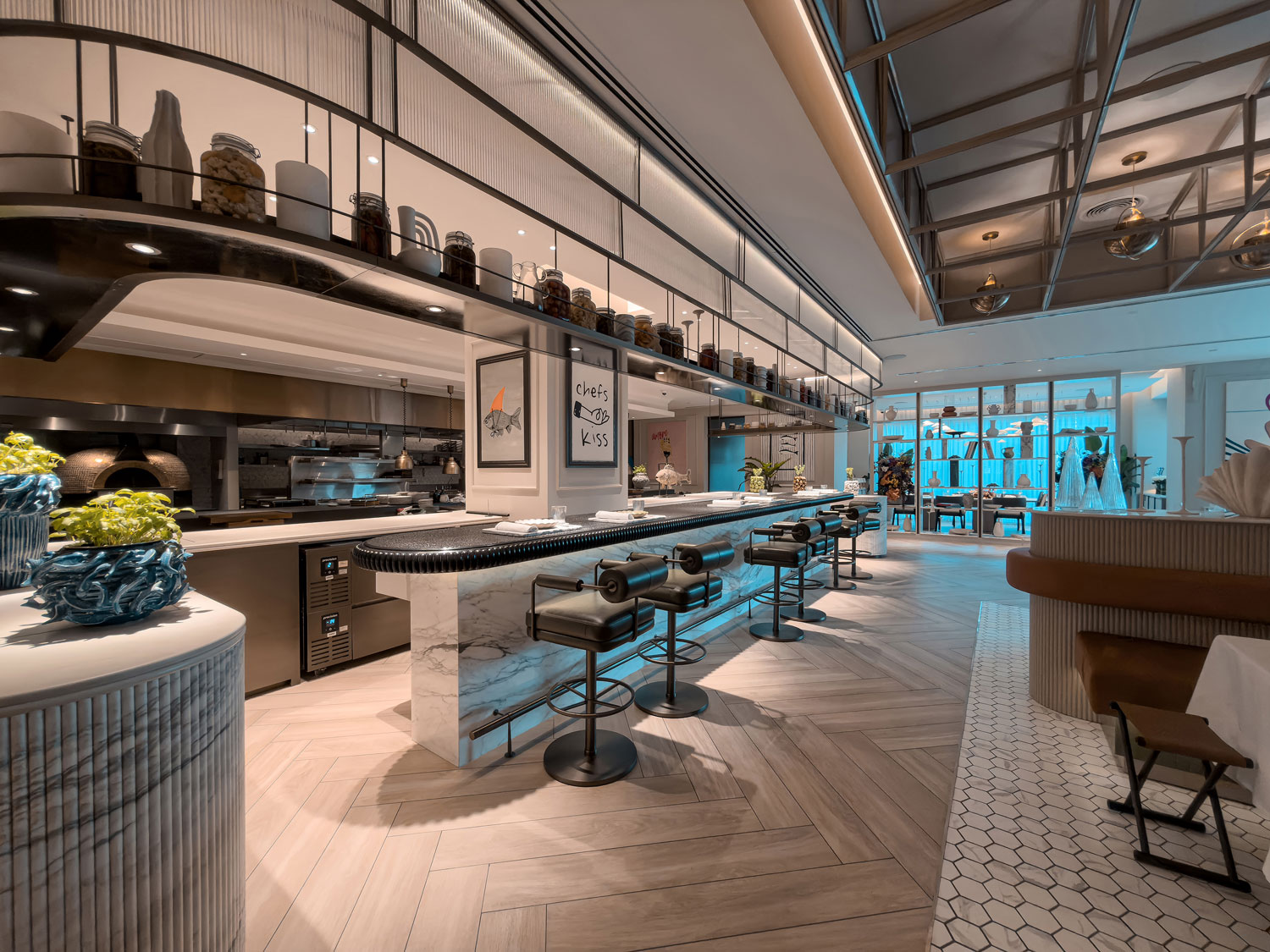 Open Chef's Counter and kitchen at Vera Versilia.