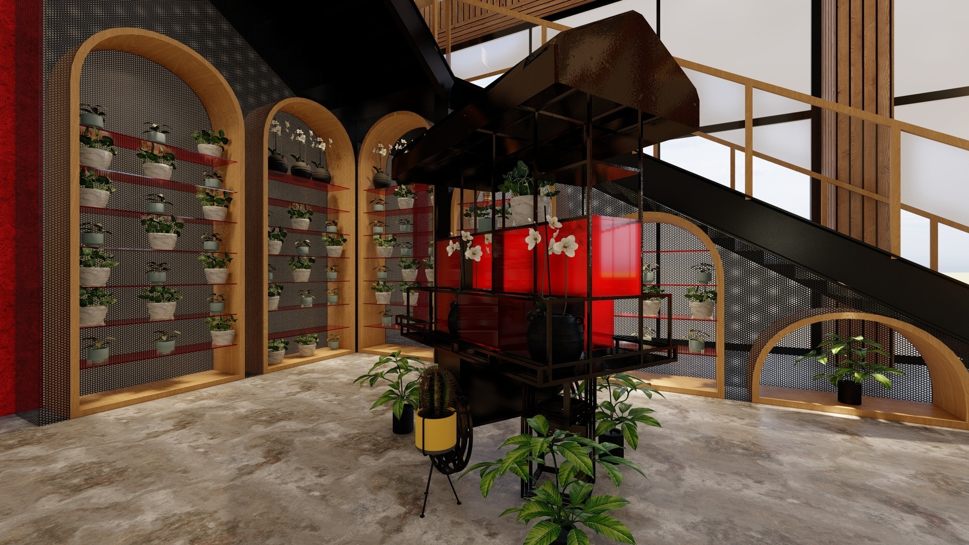 Shopping center retail feature zone